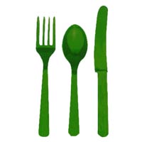 green cutlery set