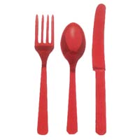 red cutlery set